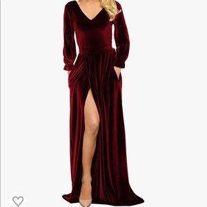 Red Velvet Long Sleeve Dress